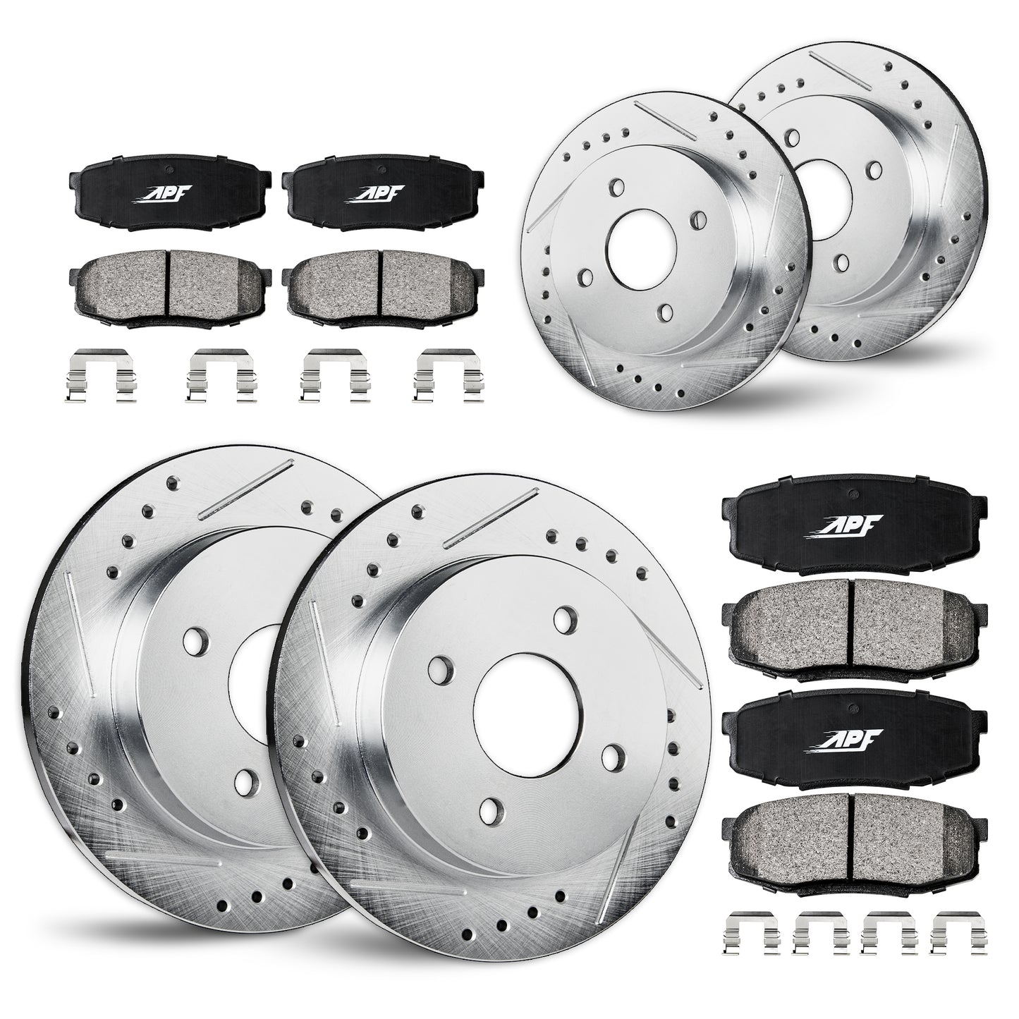 APF Full Kit compatible with Acura CL 1997-1997 | Zinc Drilled Slotted Rotors with Ceramic Carbon Fiber Brake Pads