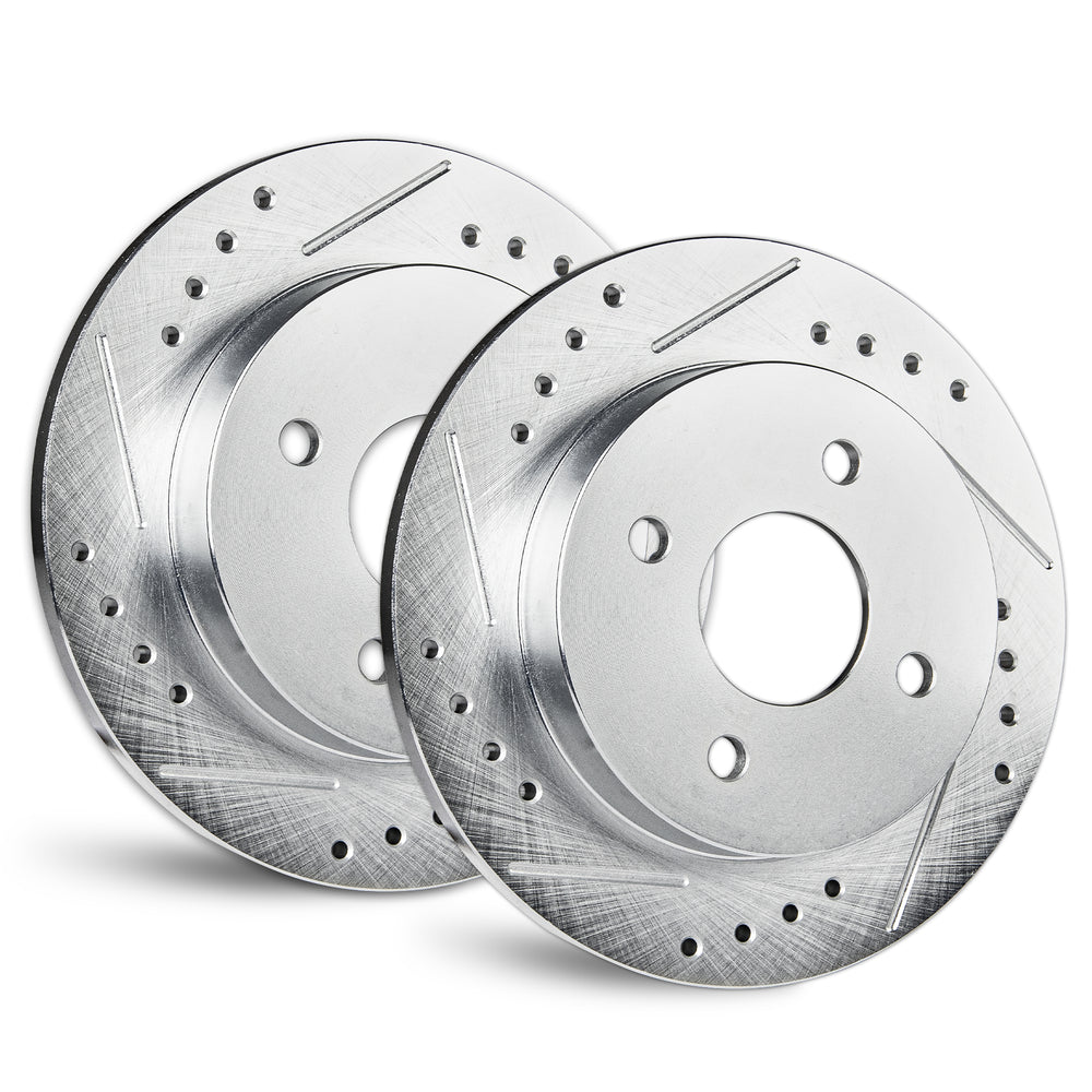 APF Rear Rotors compatible with Kia Spectra5 2005-2009 | Zinc Drilled Slotted Rotors