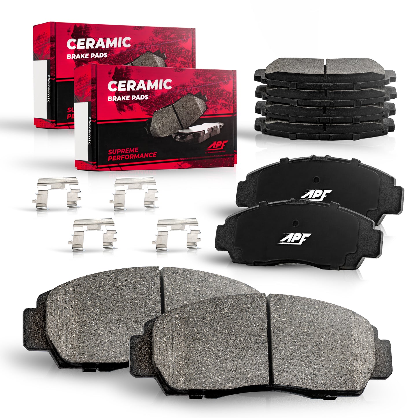 APF Full Pads Set compatible with 2003-2005 Nissan 350Z Ceramic Carbon Fiber Brake Pads