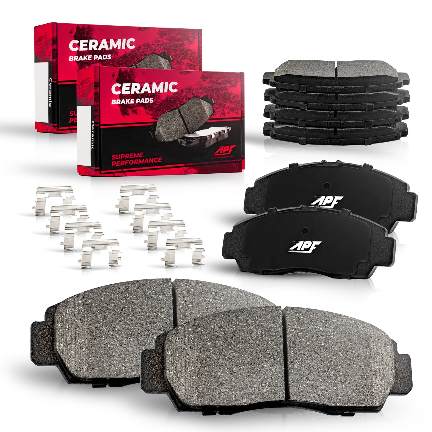 APF Full Pads Set compatible with 2003-2005 GMC Safari Ceramic Carbon Fiber Brake Pads