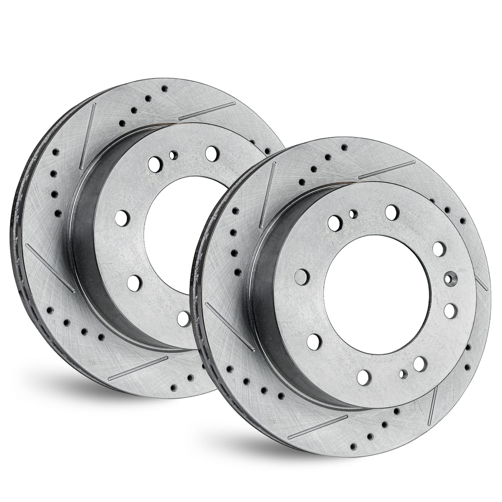 Front Drilled & Slotted Brake Rotors For Dodge/Ram 2500/3500 – 14.17 Inch, 8-Lug, 2-Piece Set