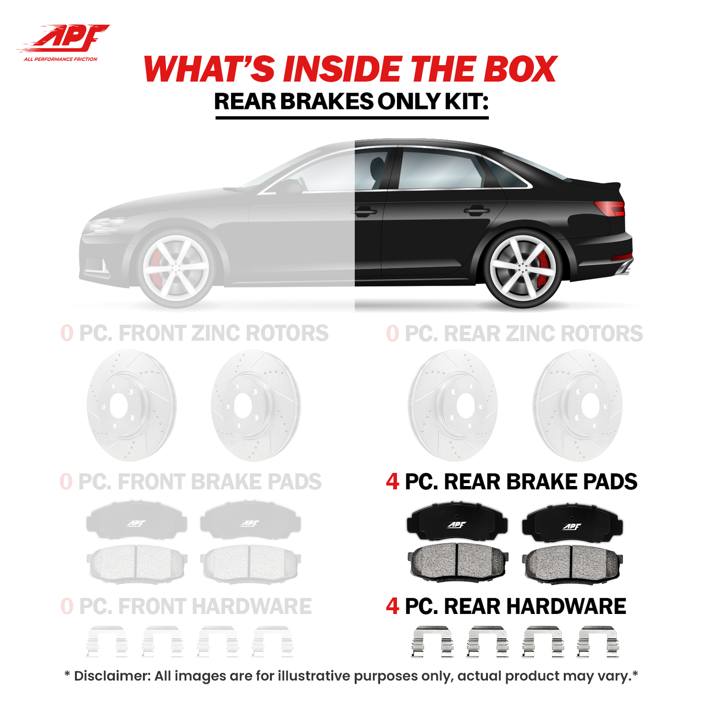 APF All Performance Friction Rear Pads compatible with 2017-2019 Nissan Armada Ceramic Carbon Fiber Brake Pads | $36.75