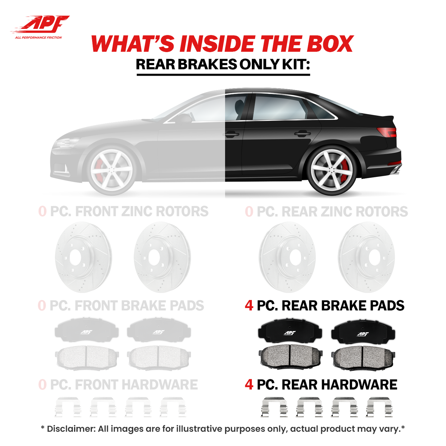 APF All Performance Friction Rear Pads compatible with 1995-1998 Honda Odyssey Ceramic Carbon Fiber Brake Pads | $56.21