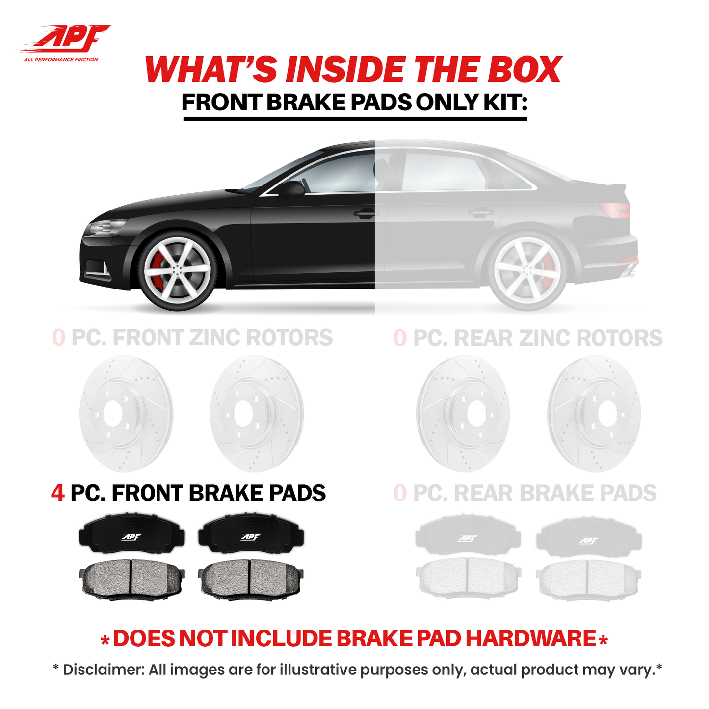 APF All Performance Friction Front Pads compatible with 2007-2012 Nissan Sentra 2.5L Ceramic Carbon Fiber Brake Pads | $33.67