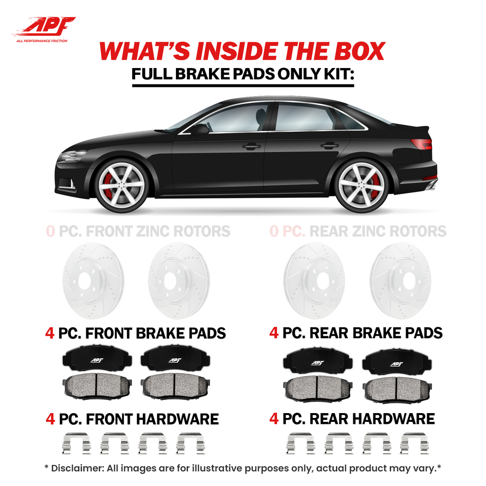 APF Full Ceramic Carbon Fiber Brake Pads Set for 2008-2014 Dodge Aveng
