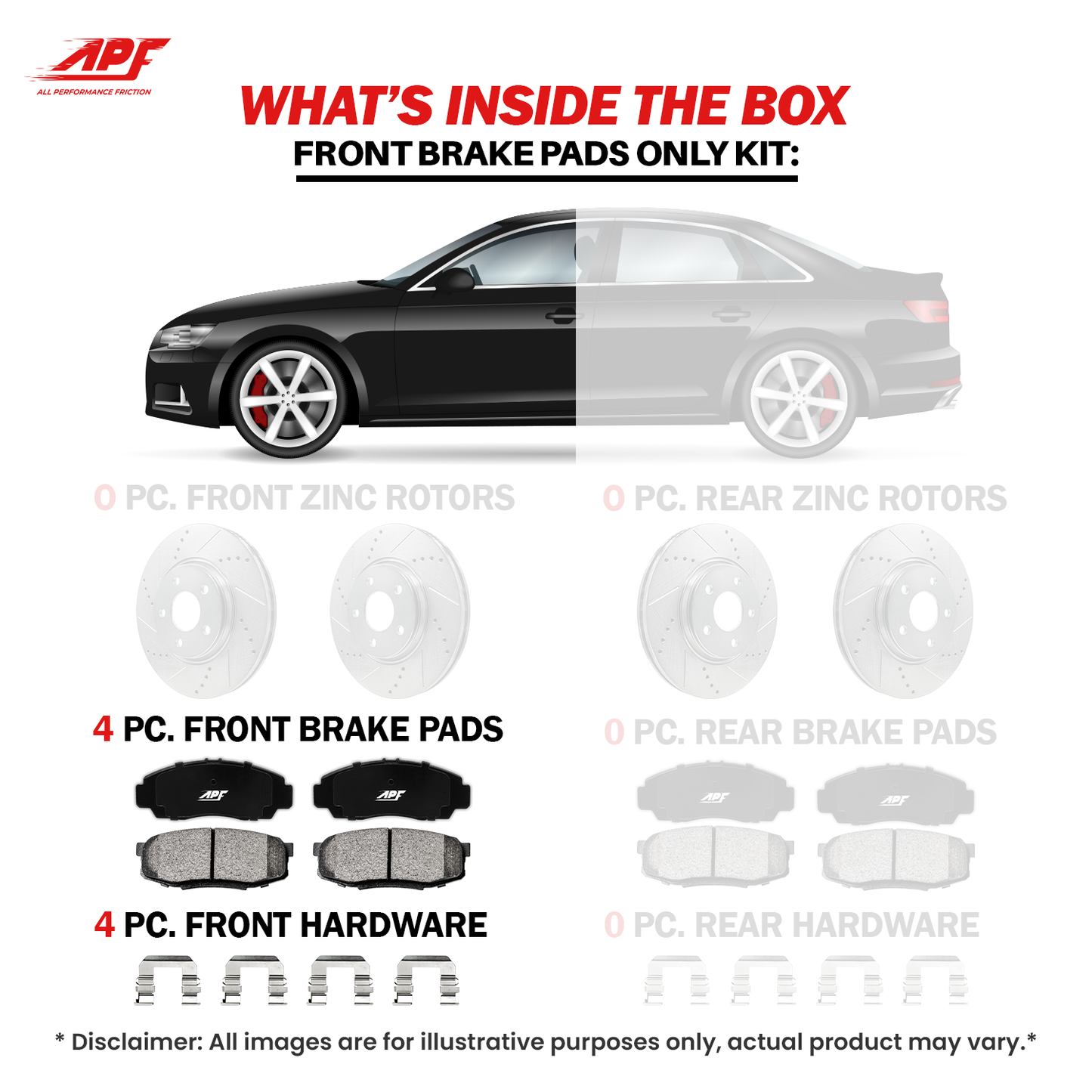 APF All Performance Friction Front Pads compatible with 2012-2015 Honda Civic 1.8L Ceramic Carbon Fiber Brake Pads | $36.59
