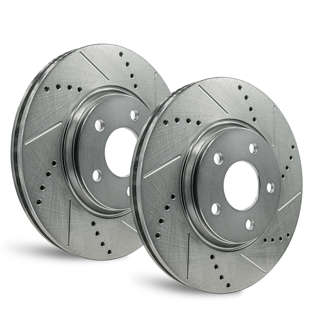 APF Front Rotors compatible with Lincoln Mark VIII 1995-1998 | Zinc Drilled Slotted Rotors
