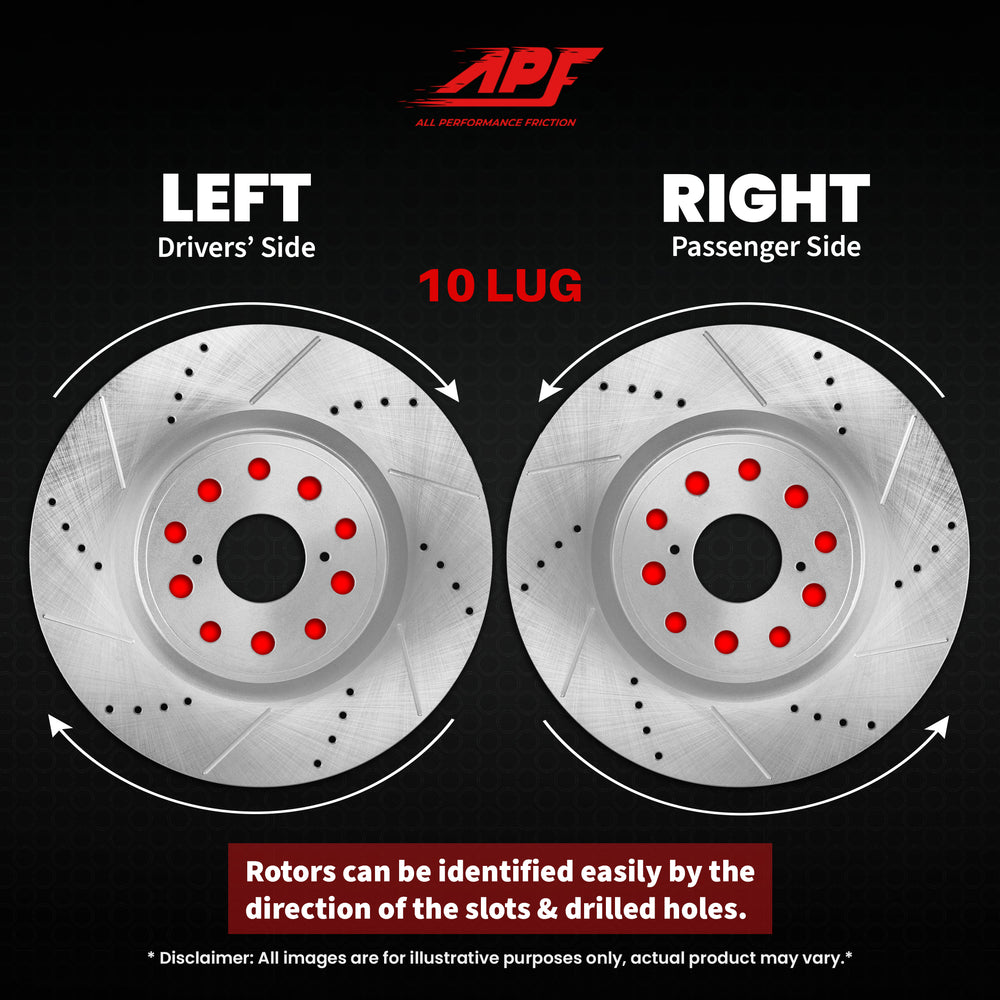 APF All Performance Friction Rear Rotors compatible with Toyota 4Runner 2010-2021 Zinc Drilled Slotted Rotors | $128.66