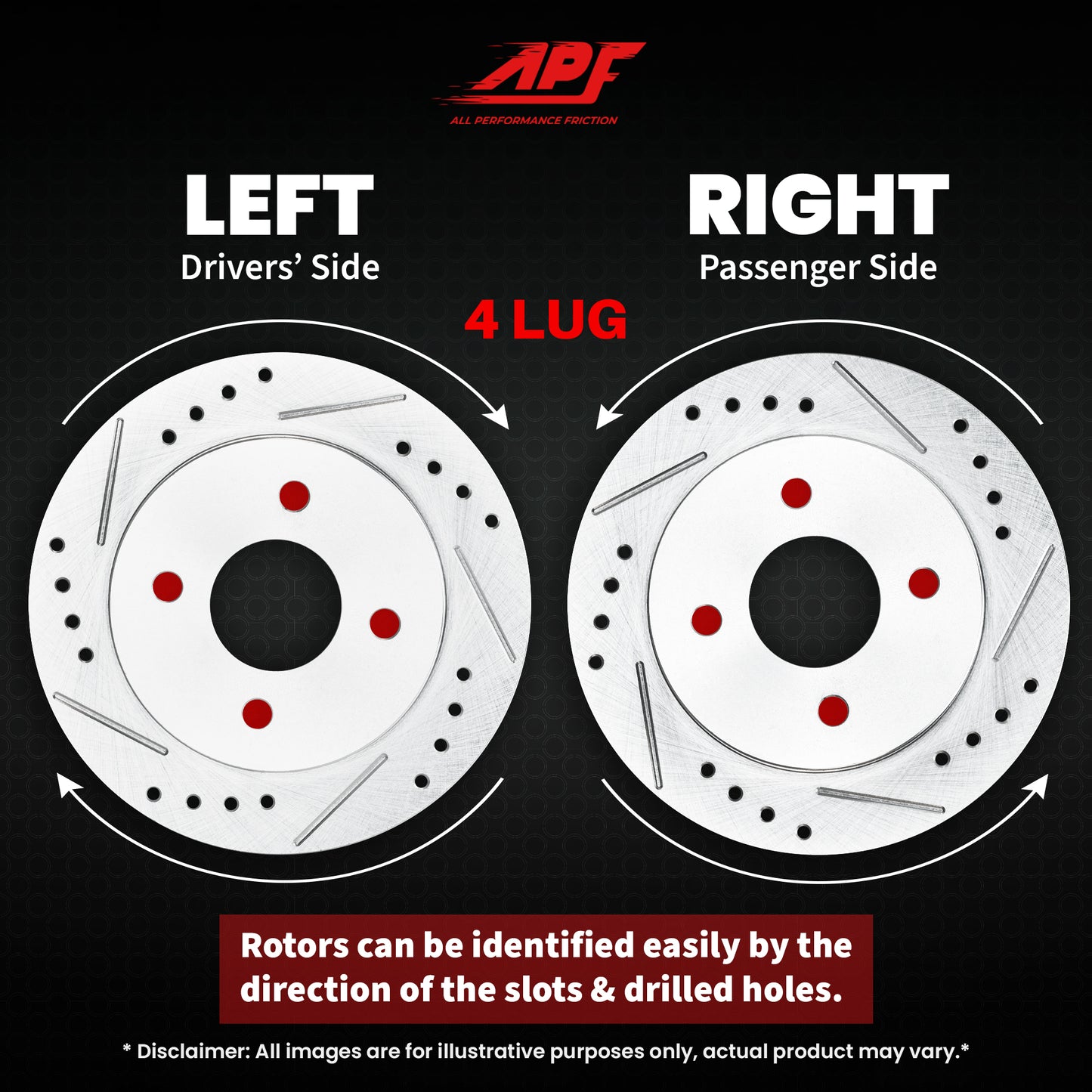 APF All Performance Friction Front Rotors compatible with Acura Integra 1995-2001 Zinc Drilled Slotted Rotors | $87.64