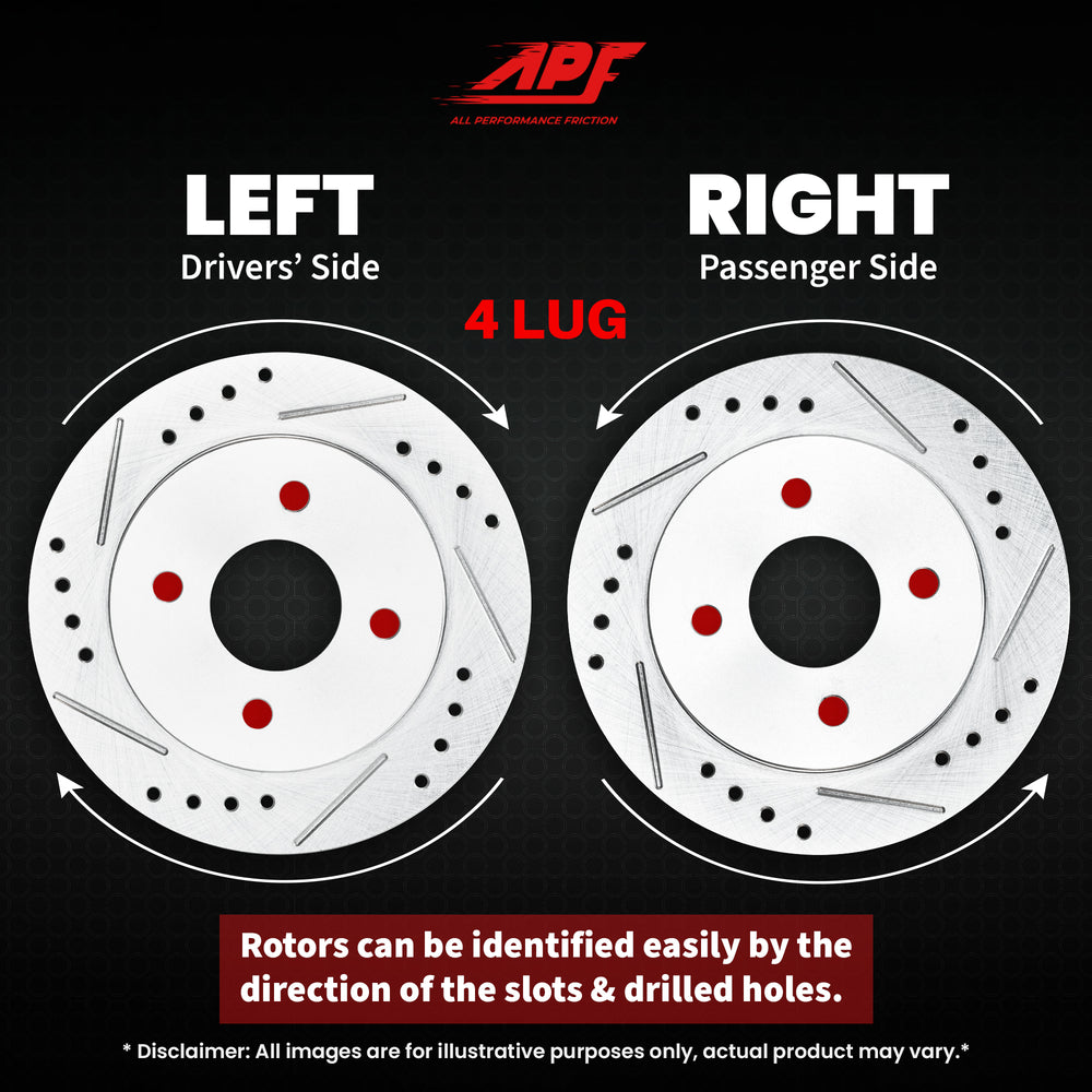 APF All Performance Friction Front Rotors compatible with Toyota Prius C 2012-2019 Zinc Drilled Slotted Rotors | $130.22