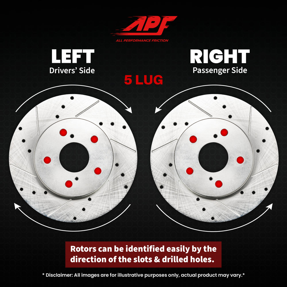 APF All Performance Friction Rear Rotors compatible with Buick Cascada 2016-2017 Zinc Drilled Slotted Rotors | $85.07