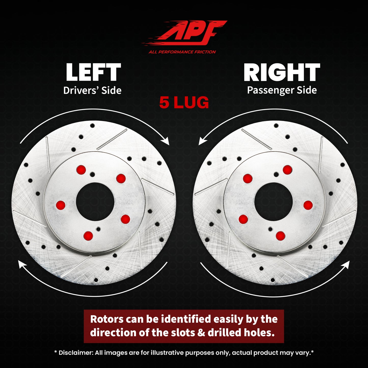 APF All Performance Friction Rear Rotors compatible with INFINITI QX70 2014-2017 Zinc Drilled Slotted Rotors | $122.64