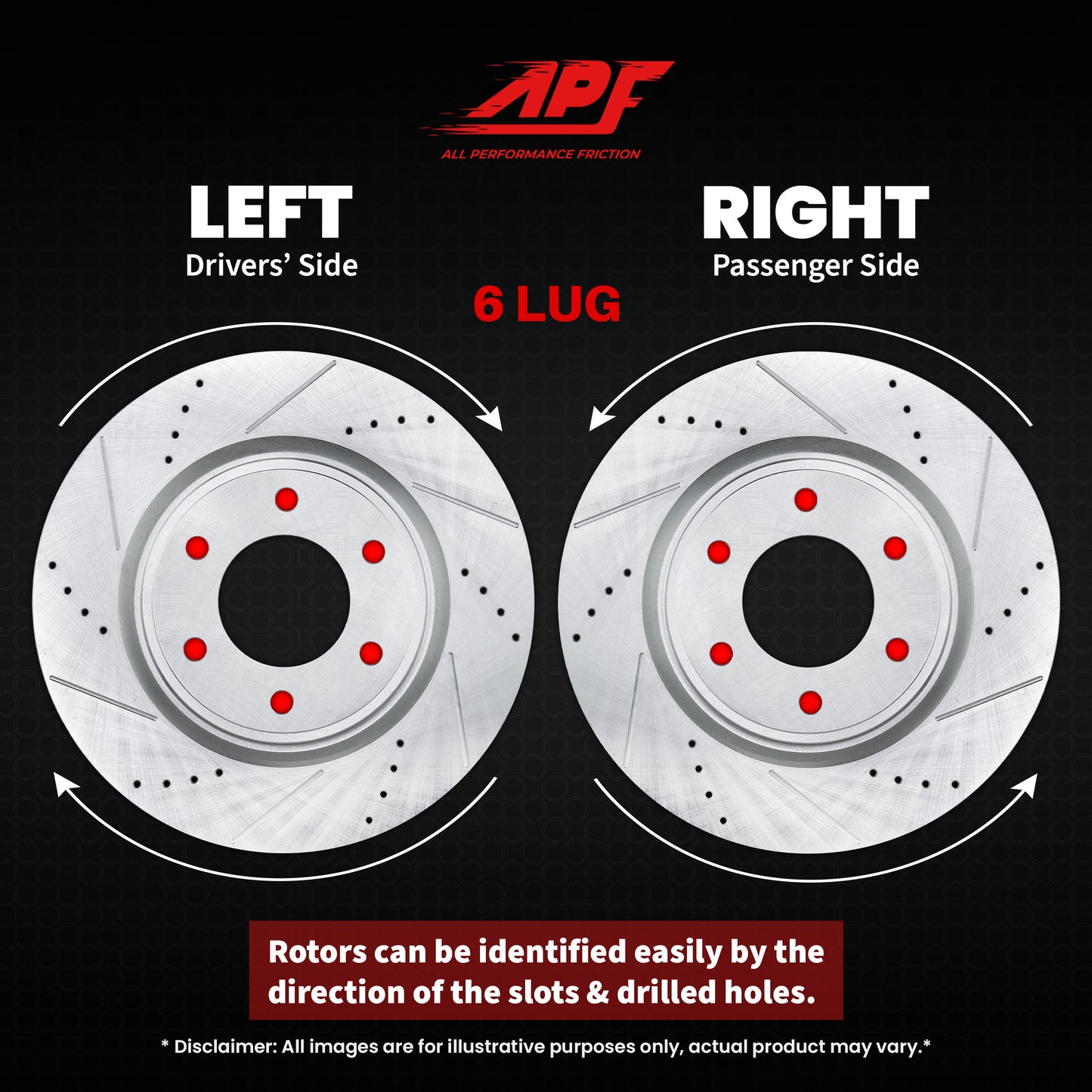 APF All Performance Friction Front Rotors compatible with Isuzu i-350 2006-2006 Zinc Drilled Slotted Rotors | $135.44