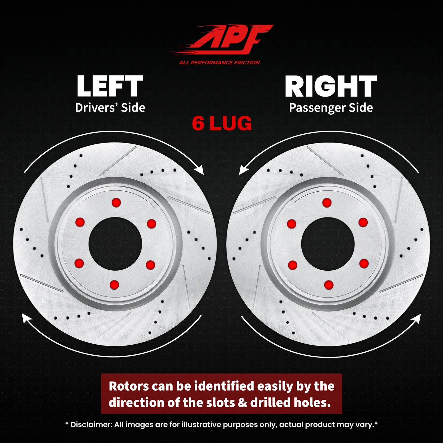 APF All Performance Friction Front Rotors compatible with GMC Yukon XL 1500 2000-2006 Zinc Drilled Slotted Rotors | $152.95