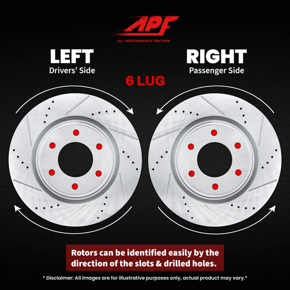 APF All Performance Friction Front Rotors compatible with Infiniti QX56 2008-2010 Zinc Drilled Slotted Rotors | $180.31