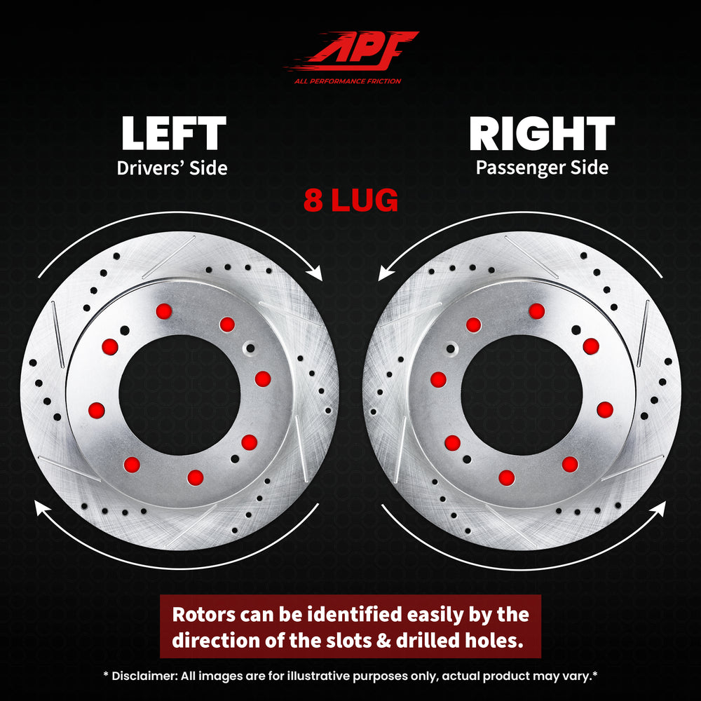 APF All Performance Friction Front Rotors compatible with GMC Sierra 2500 1999-2004 Zinc Drilled Slotted Rotors | $222.12