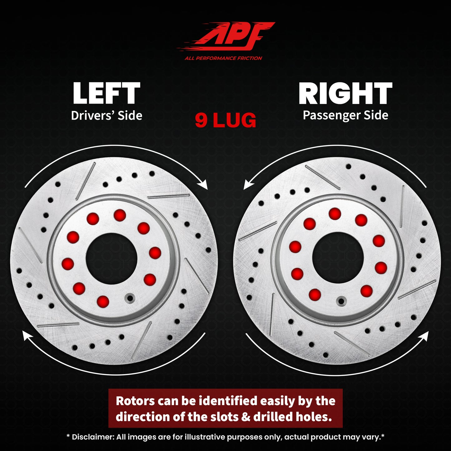 APF All Performance Friction Rear Rotors compatible with Volkswagen Eos 2010-2016 Zinc Drilled Slotted Rotors | $90.03