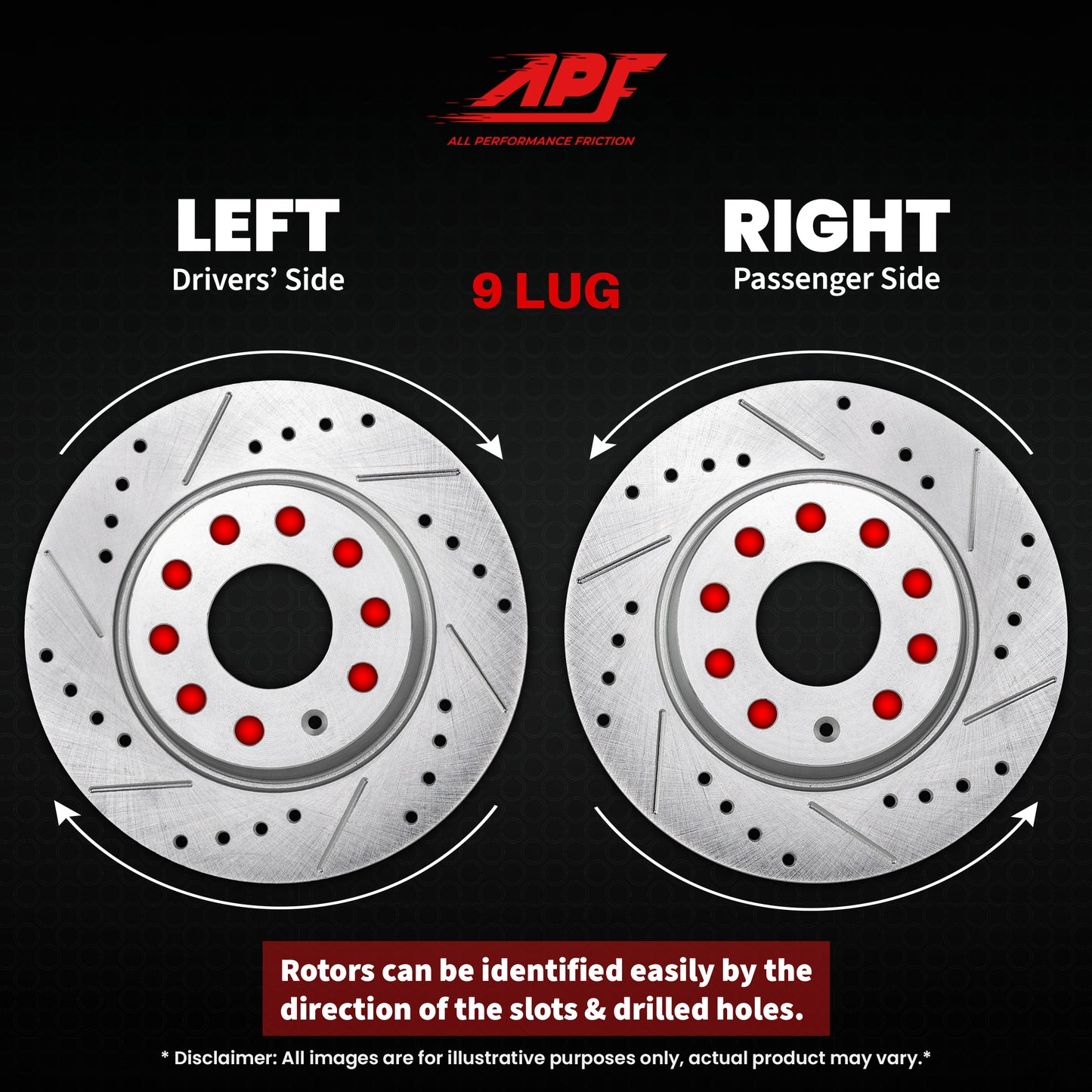 APF All Performance Friction Rear Rotors and Pads Half Kit compatible with Audi A3 2010-2013 Zinc Drilled Slotted Rotors with Ceramic Carbon Fiber Brake Pads | $180.86