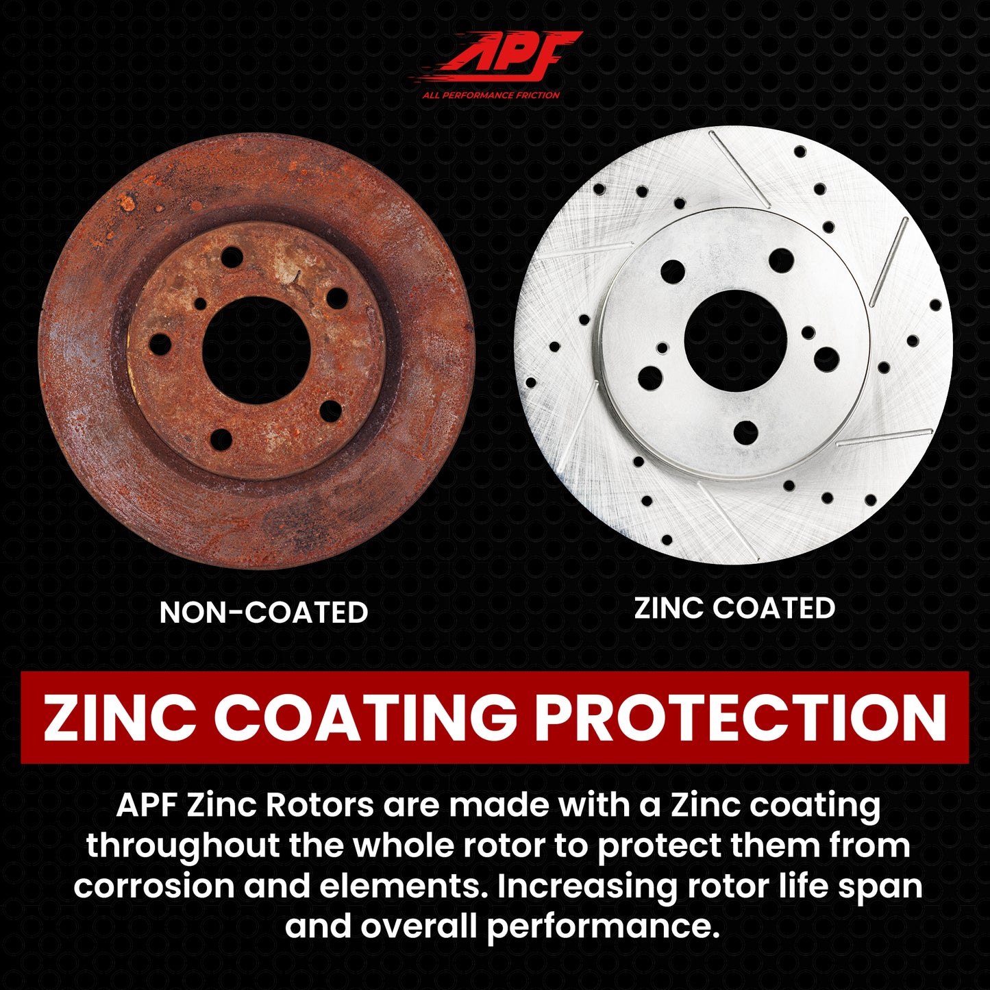 APF All Performance Friction Rear Rotors compatible with Lexus IS250 2007-2012 Zinc Drilled Slotted Rotors | $90.89