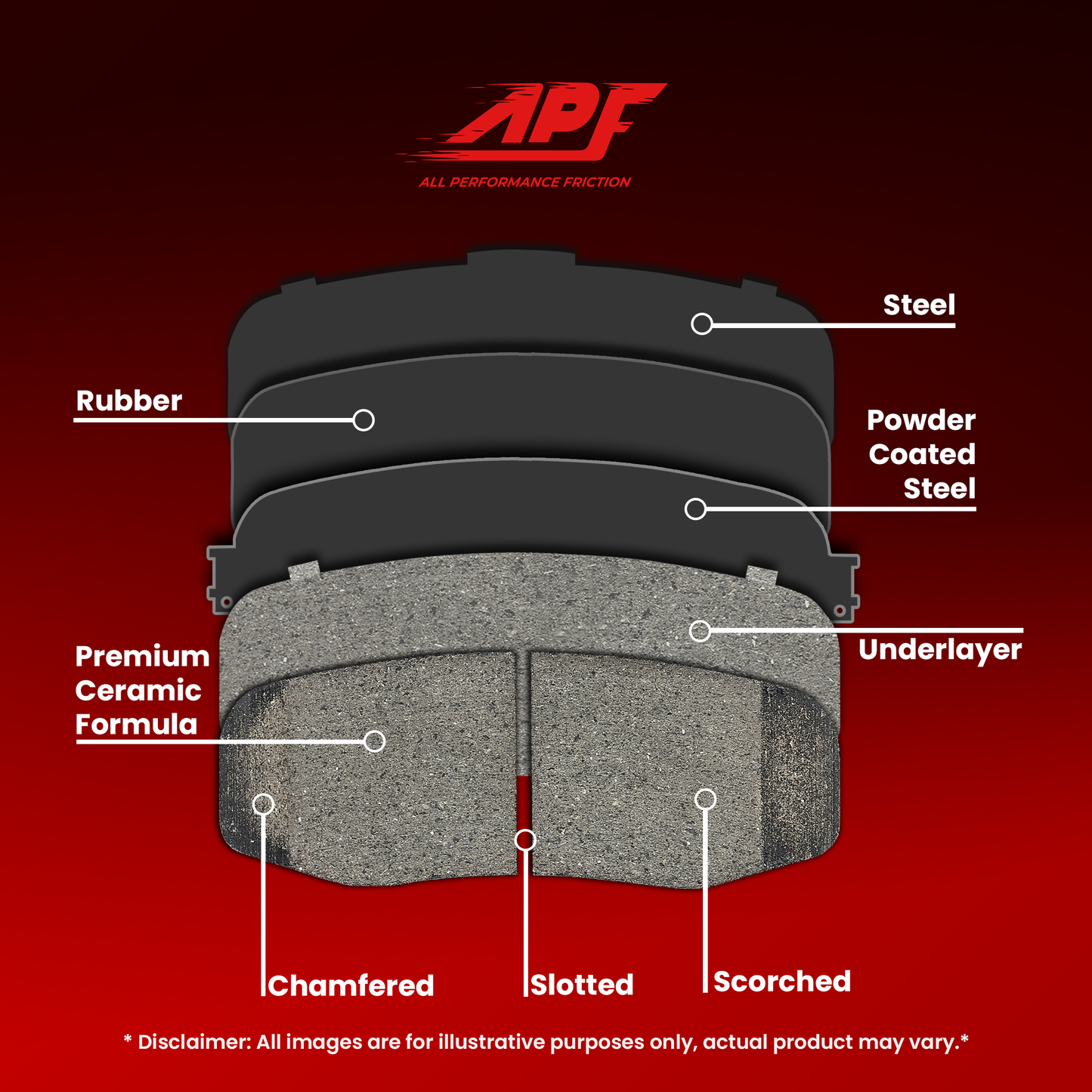 APF All Performance Friction Front Pads compatible with 2013-2019 Cadillac XTS Ceramic Carbon Fiber Brake Pads | $38.76
