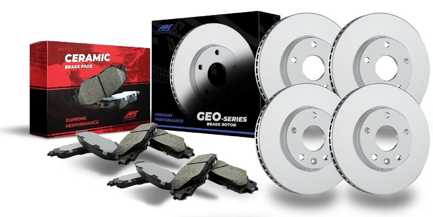 Front & Rear Premium Geo Coated Brake Rotor & Pad compatible with Honda Accord 2011-2012