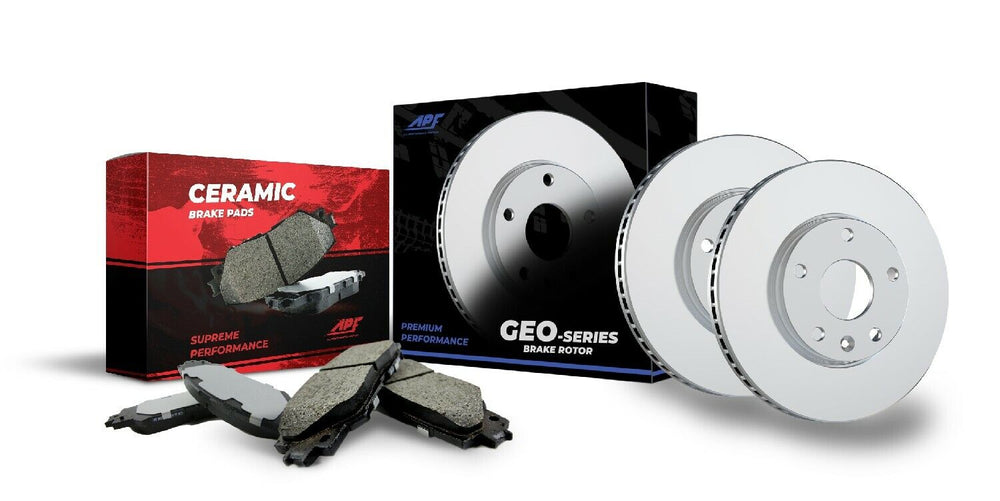 Front Premium Geo Coated Brake Rotor & Pad compatible with Infiniti M45 2003-2004